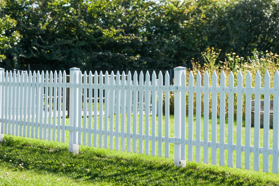 White Picket Garden Fencing constructed in large property near Mumbles in Swansea by Elite Carpenters